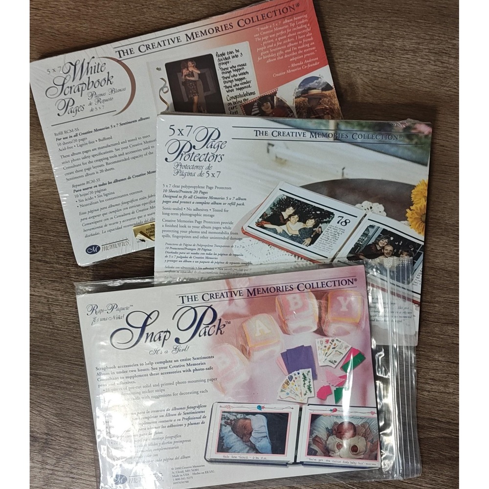Vintage Creative Memories 5x7 Page Protectors White Scrapbook Baby Snap Pack Lot